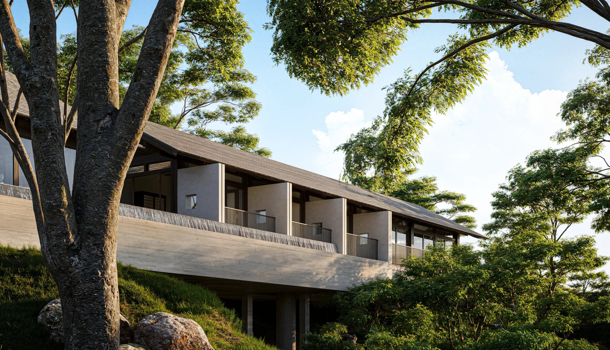 K Villa, Grounded Horizon, where views meet craft; residential architecture in Ubud, Bali by Senawa