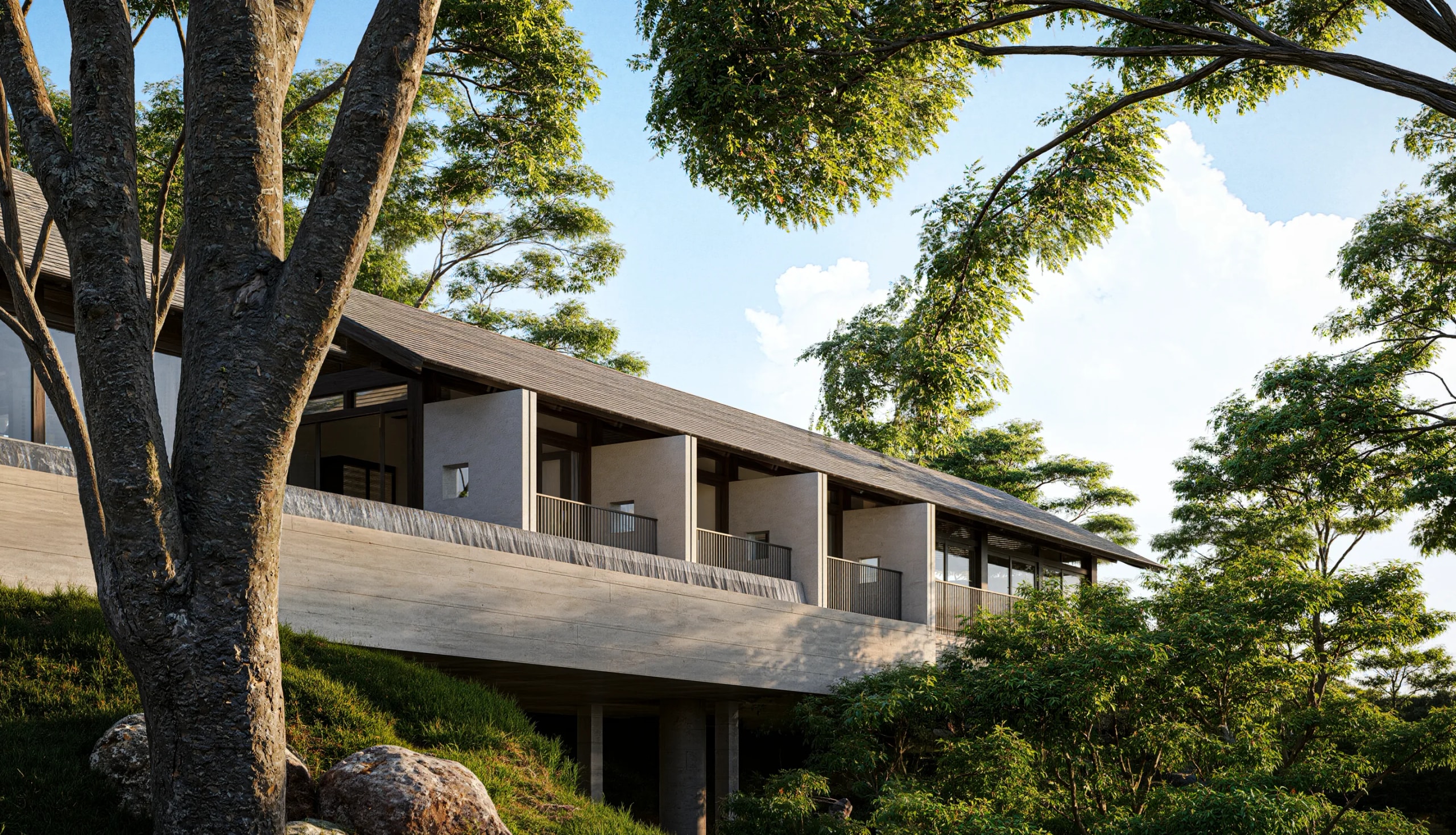 K Villa, Grounded Horizon, where views meet craft; residential architecture in Ubud, Bali by Senawa